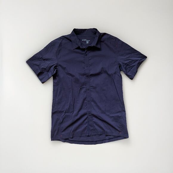 Arc'teryx Transept Shirt Mens XL Purple Short Sleeve Nylon Hiking Button Down - Picture 1 of 9